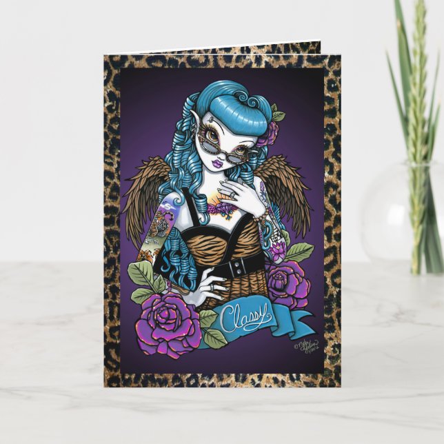 Rockabilly Baby Tattoo Angel Greeting Card (Front)