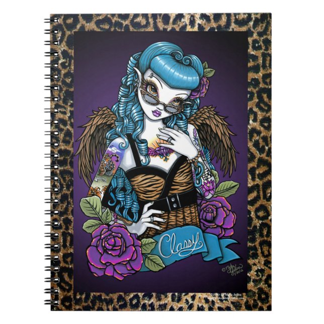 Rockabilly Baby Tattoo Leopard Angel Notebook (Front)