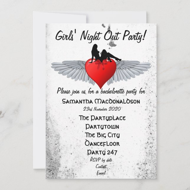 Rockabilly bachelorette party invitation (Front)