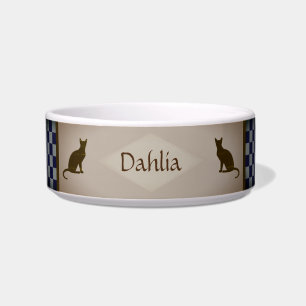 Rockabilly Cat Food Bowl with Checkers - HAMbWG