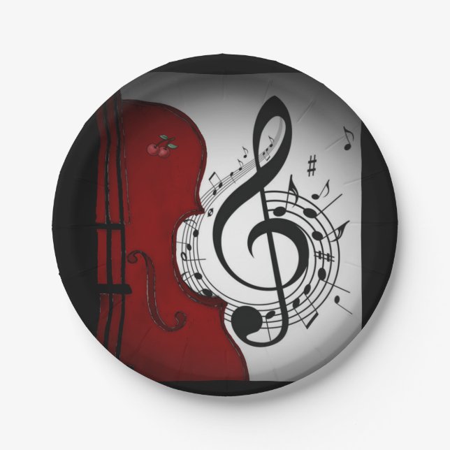 ROCKABILLY CELLO/VIOLIN MUSIC PARTY PLATE (Front)