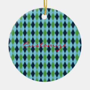 Rockabilly diamond plaid Thunder_Cove Ceramic Tree Decoration