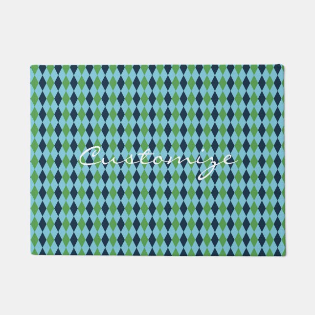 Rockabilly diamond plaid Thunder_Cove Doormat (Front)