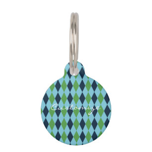 rockabilly diamond plaid Thunder_Cove Pet Tag