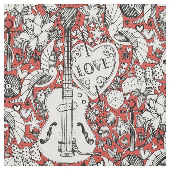 rockabilly doodle fiesta fabric (Swatch)