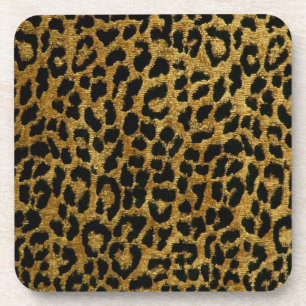 Rockabilly Gold Black Leopard Print Cork Coaster