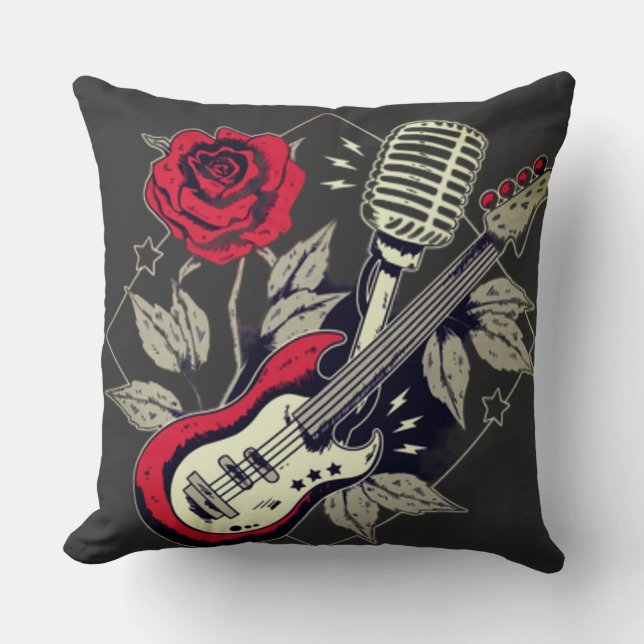 Rockabilly guitar music T-Shirt Cushion (Front)
