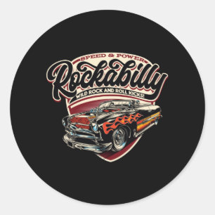 Rockabilly Hotrod Speed Flames - neg Classic Round Sticker
