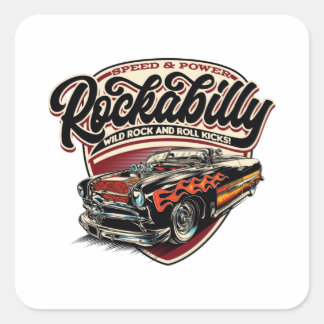 Rockabilly Hotrod Speed Flames - pos Square Sticker