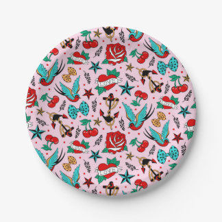Rockabilly party paper plates