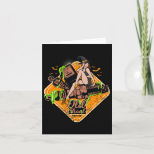 Rockabilly Pin-up Girl Witch Rock Music Halloween Card