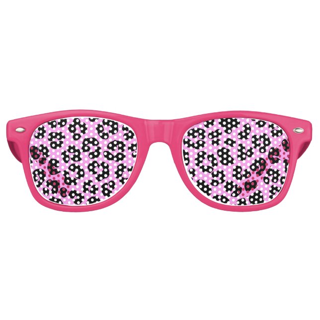 Rockabilly Pink Leopard Print Retro Sunglasses (Front)