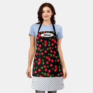 Rockabilly Polka Dots & Red Cherries Personalised Apron