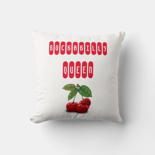 Rockabilly Queen Retro Throw Pillow (Front)