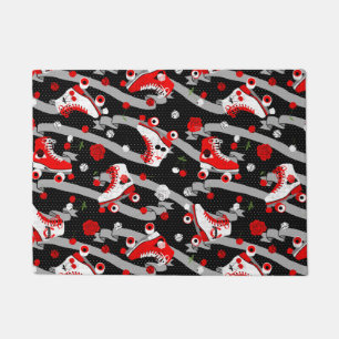 Rockabilly Retro Roller Skating Pattern Doormat