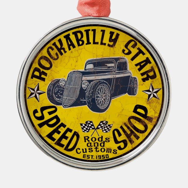 Rockabilly ride metal tree decoration (Front)