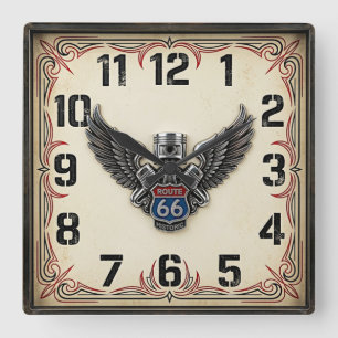 Rockabilly square wall clock