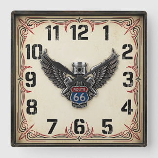 Rockabilly square wall clock