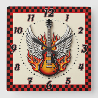 Rockabilly Square Wall Clock