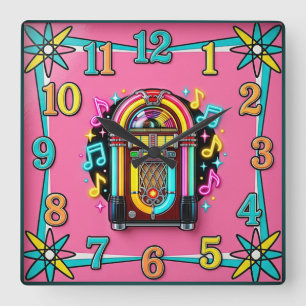 Rockabilly Square Wall Clock