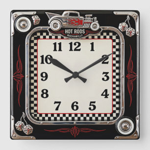 Rockabilly Square Wall Clock