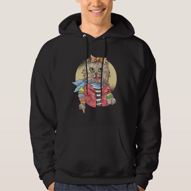 Rockabilly-Style Cat Hoodie (Front)