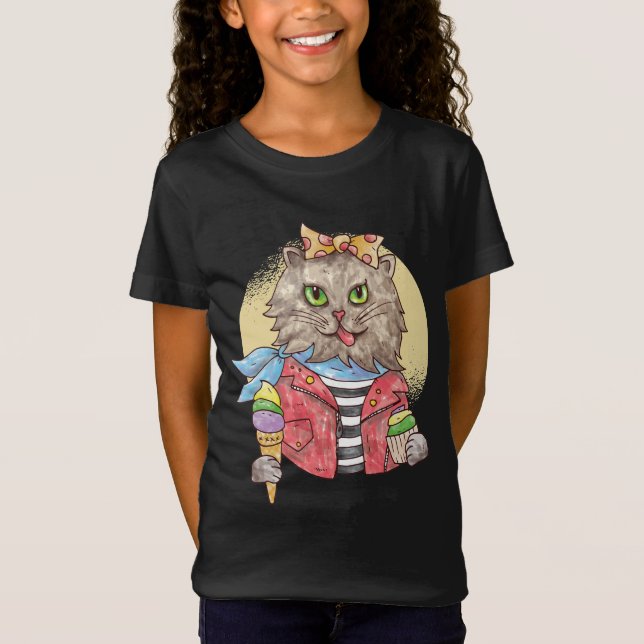 Rockabilly-Style Cat T-Shirt (Front)