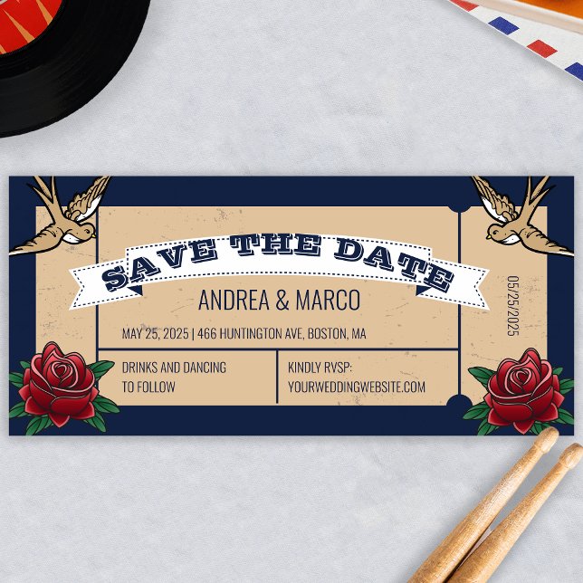 Rockabilly Tattoo Gothic Wedding Save the Date (Creator Uploaded)