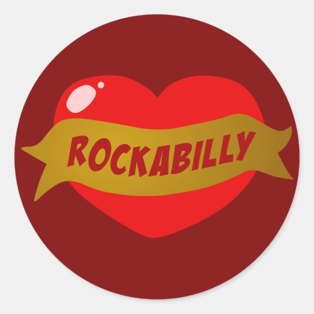 Rockabilly Tattoo Heart Classic Round Sticker (Front)
