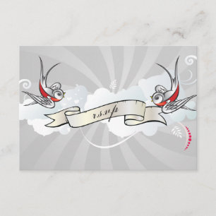 Rockabilly Tattoo Swallows RSVP Reception card