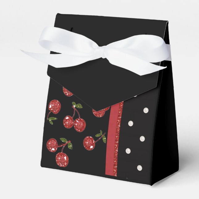 Rockabilly Very Cherry Cherries Black Favour Box (Front Side)