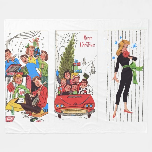 rockabilly vintage Christmas blanket (Front (Horizontal))