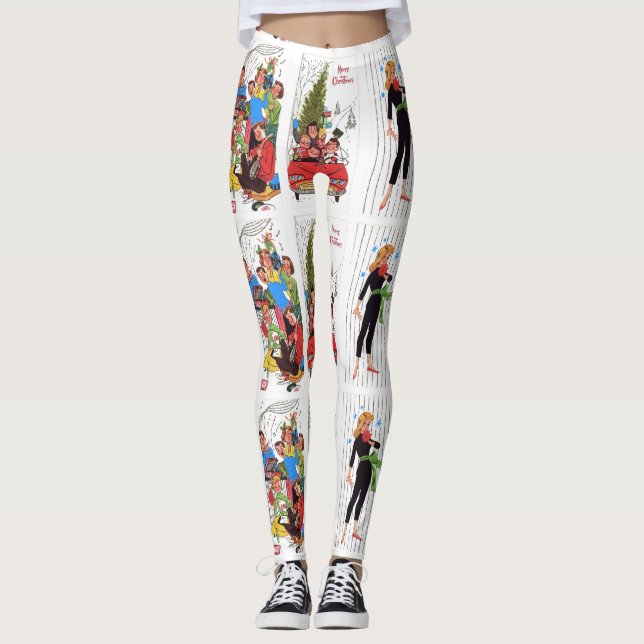 rockabilly vintage Christmas leggings (Front)
