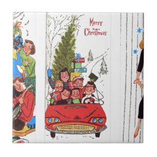 rockabilly vintage Christmas Tile