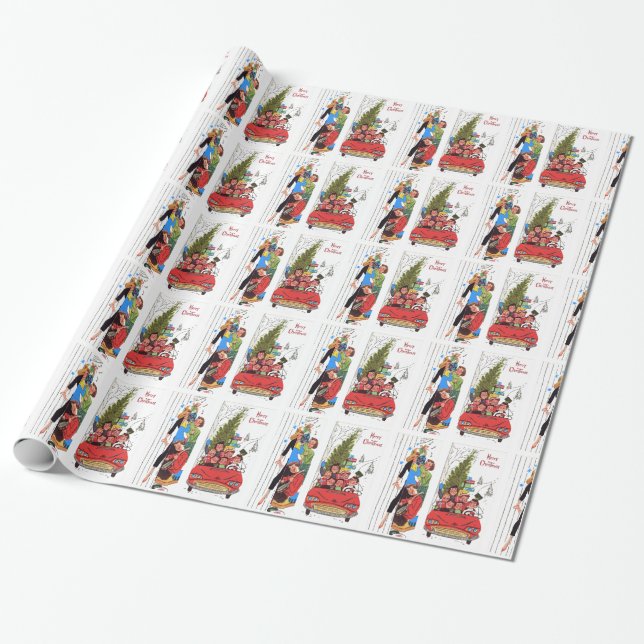 rockabilly vintage Christmas Wrapping Paper (Unrolled)