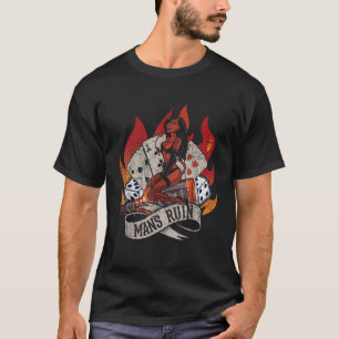 Rockabilly Vintage Retro Mans Ruin Tattoo Devil Pi T-Shirt