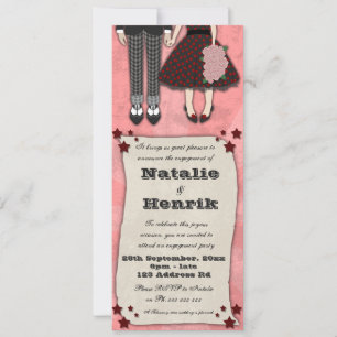 Rockabilly Wedding, 4x9.25 engagement Invitation