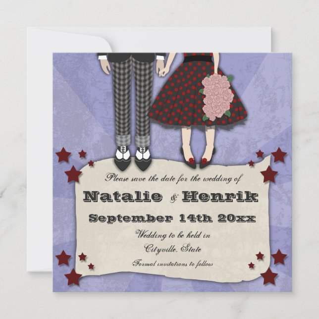 Rockabilly Wedding, 5.25x5.25 save the date (Front)