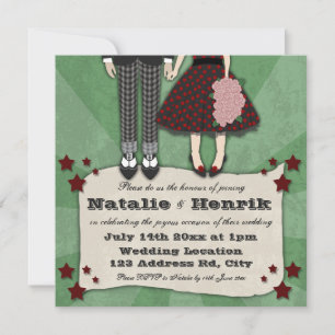 Rockabilly Wedding, 5.25x5.25 wedding Invitation