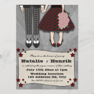 Rockabilly Wedding, 5.5x7.5 wedding Invitation