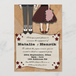 Rockabilly Wedding, 5x7 engagement Invitation