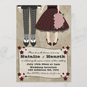 Rockabilly Wedding, 5x7 wedding * Invitation