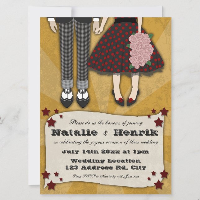 Rockabilly Wedding, 6.5x8.75 wedding Invitation (Front)