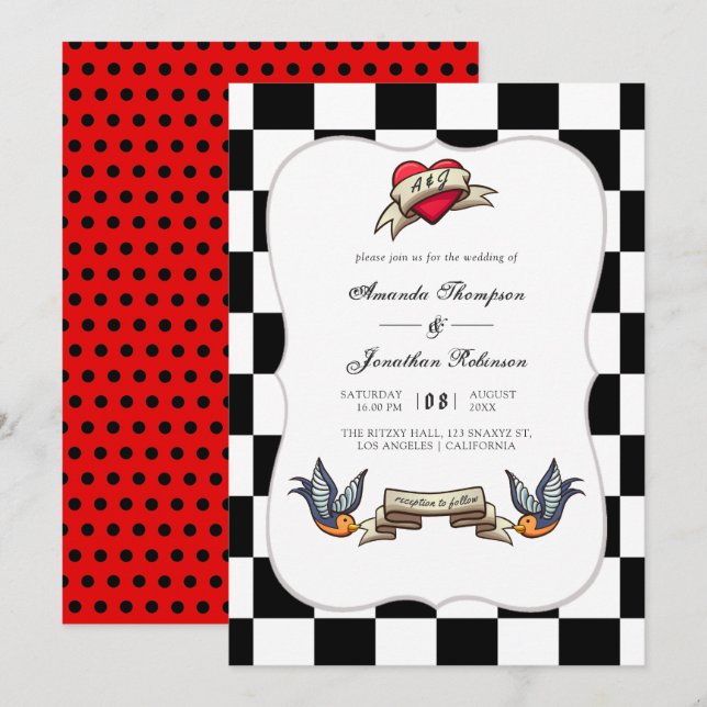 Rockabilly Wedding Invitation (Front/Back)