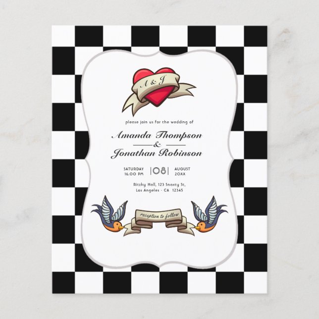 Rockabilly Wedding Invitation Flyer (Front)