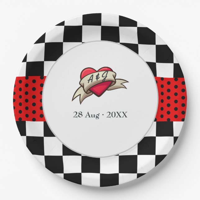 Rockabilly Wedding Paper Plate (Front)