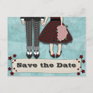 Rockabilly Wedding, save the date Announcement Postcard