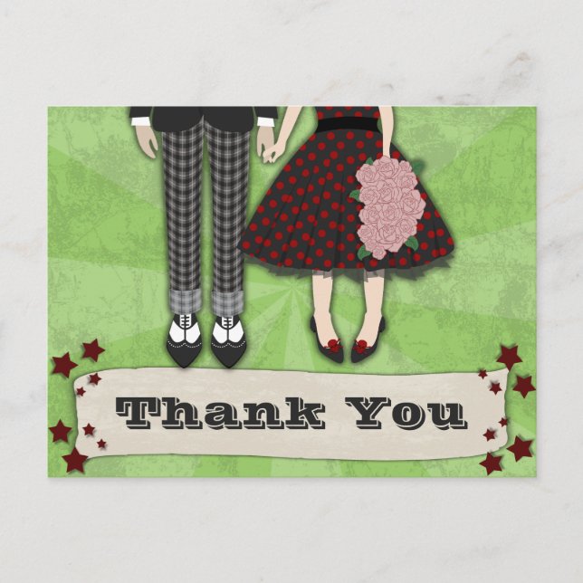 Rockabilly Wedding, thank you Postcard (Front)