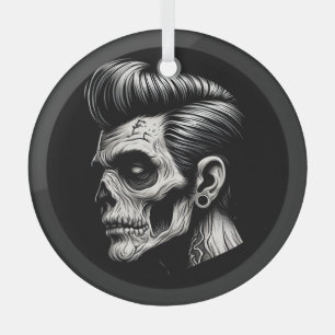 Rockabilly Zombie Vibes Glass Tree Decoration