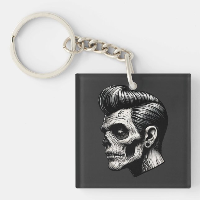 Rockabilly Zombie Vibes Key Ring (Front)